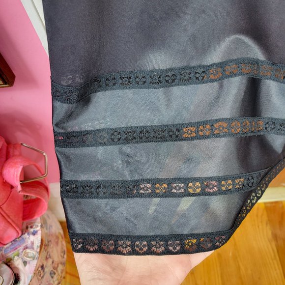 Vintage 70s Black Full Length Half Slip Skirt - Picture 5 of 7
